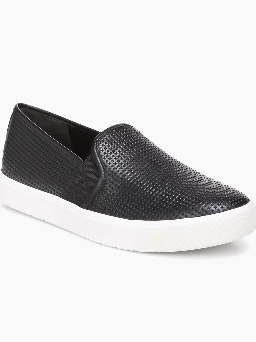 $250 Vince Womens 5.5 Blair Perforated Slip On Sneakers Calfskin Leather Black